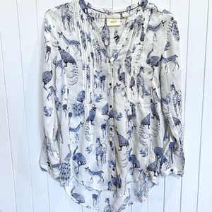 Maeve Button Down Shirt with Forest Animal Print
